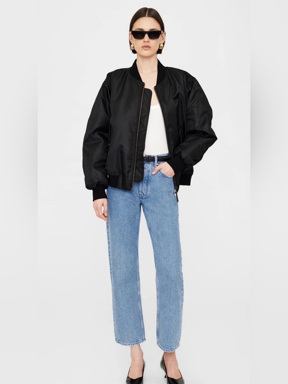 Anine Bing Leon Bomber Jacket in Black